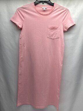J.CREW Pink T-Shirt Dress Midi Women's XXS Chest Pocket Cotton